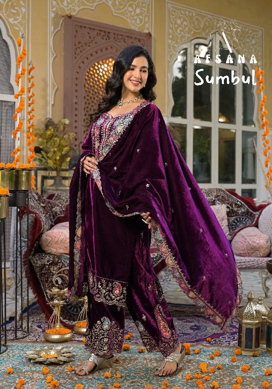 Afsana Sumbul Wholesale 11000 Velvet Readymade Winter Suits Combo