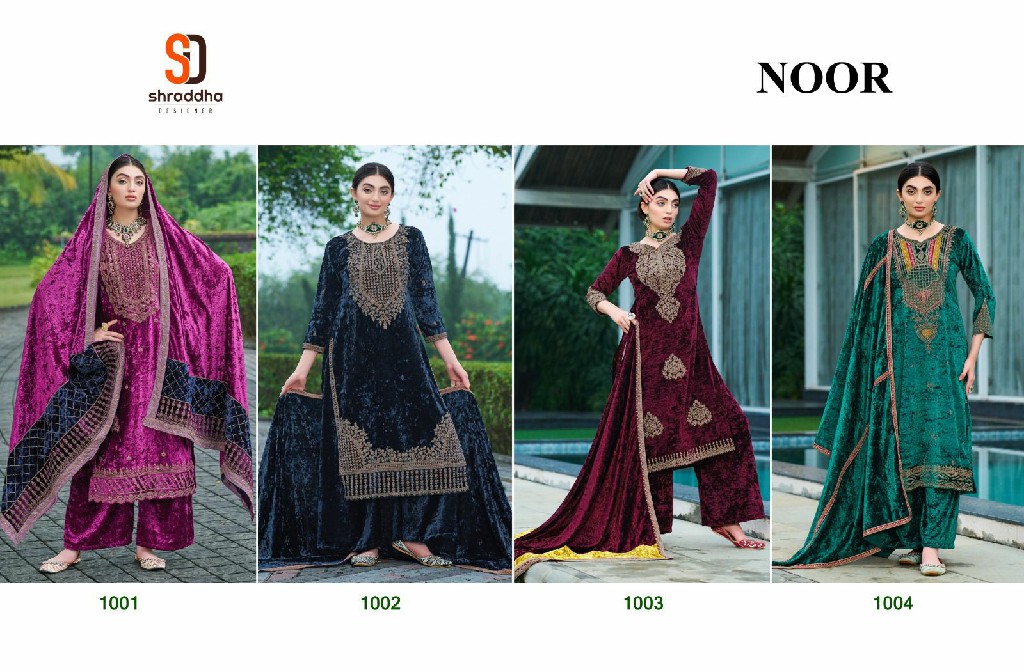Shraddha Noor Wholesale Pure Velvet With Fancy Work Winter Suits