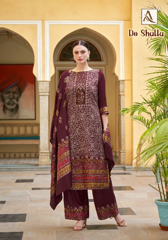 Alok Do Shalla Wholesale Viscose Pashmina With Swaroski Work Winter Dress Material