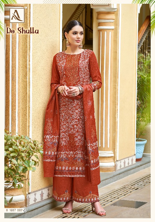 Alok Do Shalla Wholesale Viscose Pashmina With Swaroski Work Winter Dress Material