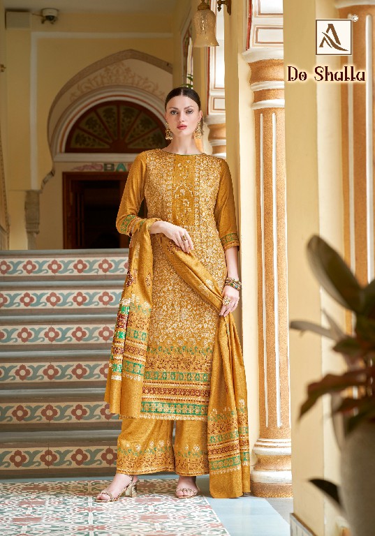 Alok Do Shalla Wholesale Viscose Pashmina With Swaroski Work Winter Dress Material