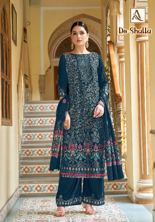 Alok Do Shalla Wholesale Viscose Pashmina With Swaroski Work Winter Dress Material
