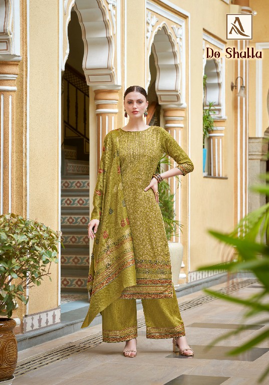 Alok Do Shalla Wholesale Viscose Pashmina With Swaroski Work Winter Dress Material