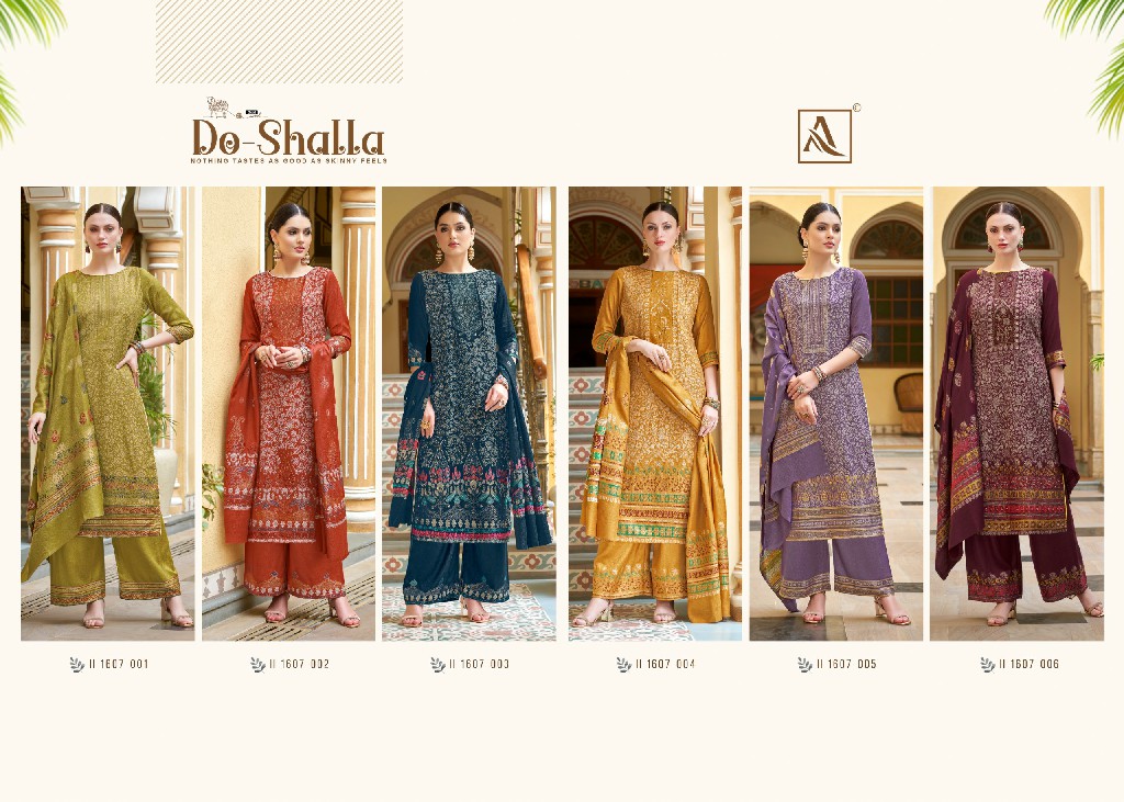 Alok Do Shalla Wholesale Viscose Pashmina With Swaroski Work Winter Dress Material