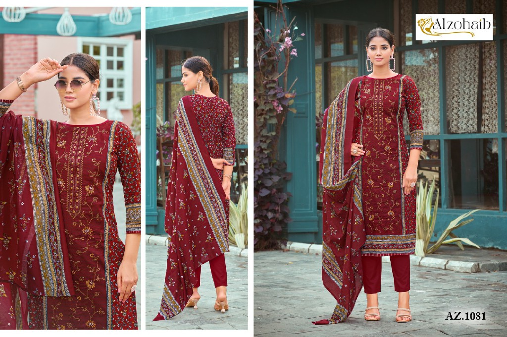 alzohaib 1080-1083 cotton print hit design modern pakistani suit