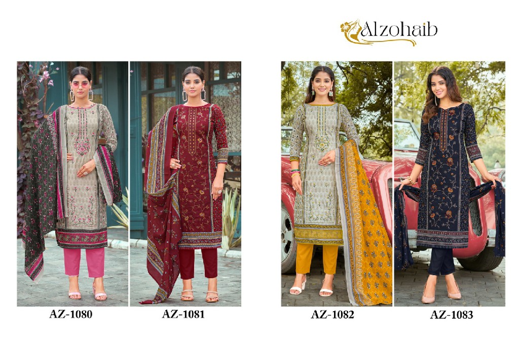 alzohaib 1080-1083 cotton print hit design modern pakistani suit