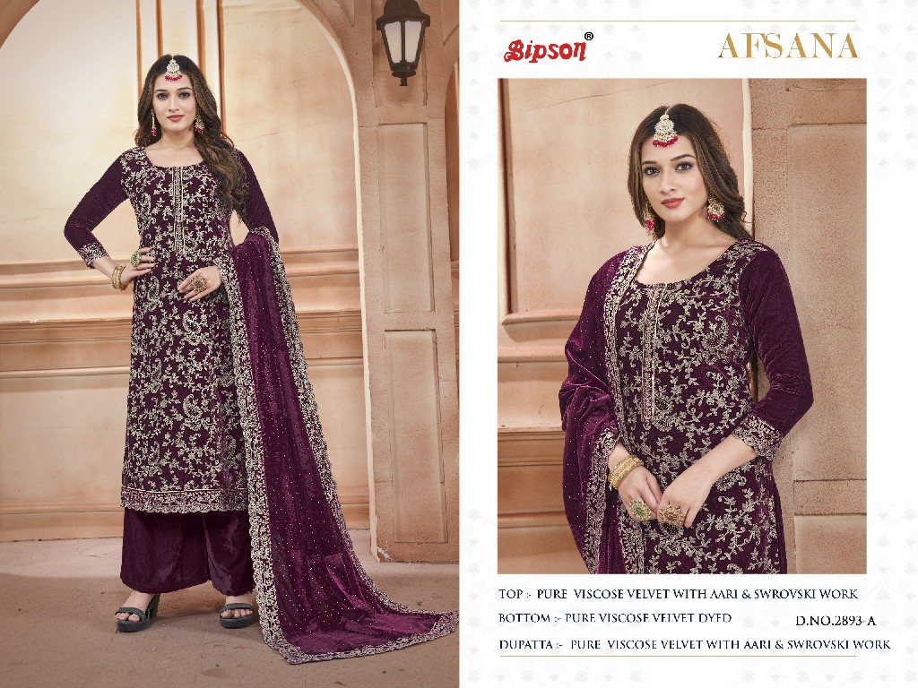 afsana 2893 bipson prints viscose velvet stylish winter dress material