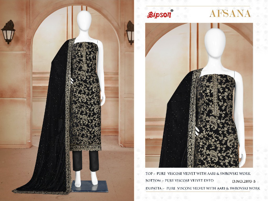 afsana 2893 bipson prints viscose velvet stylish winter dress material