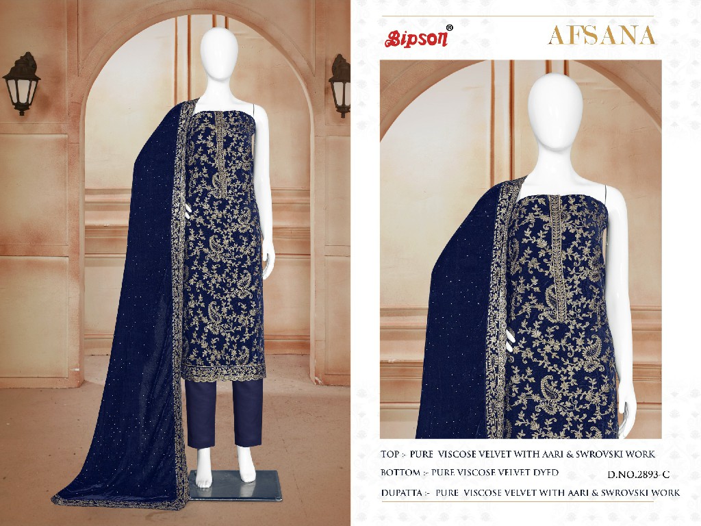 afsana 2893 bipson prints viscose velvet stylish winter dress material