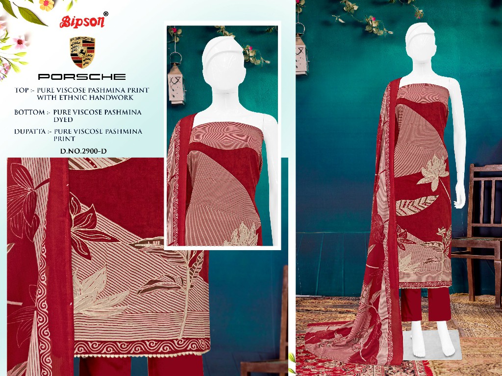 Bipson Porsche 2900 Wholesale Viscose Padhmina Winter Dress Material