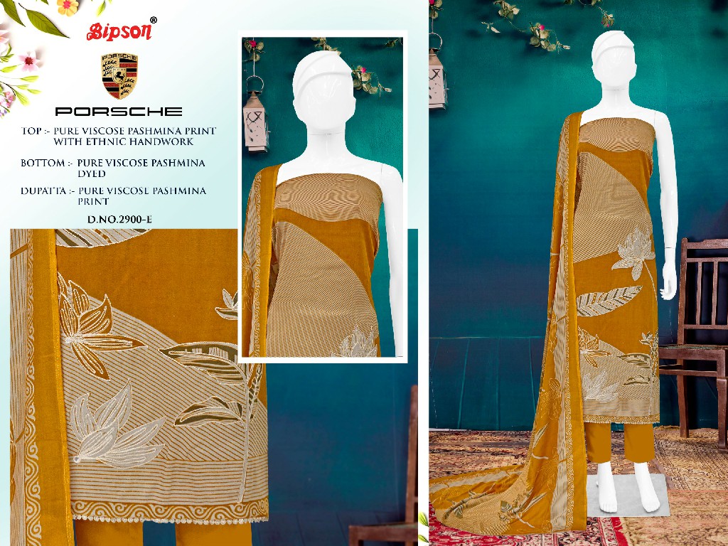 Bipson Porsche 2900 Wholesale Viscose Padhmina Winter Dress Material