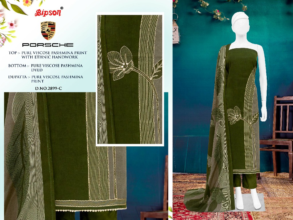 Bipson Porsche 2899 Wholesale Viscose Padhmina Winter Dress Material