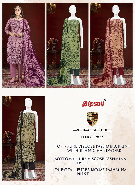 Bipson Porsche 2872 Wholesale Viscose Padhmina Winter Dress Material