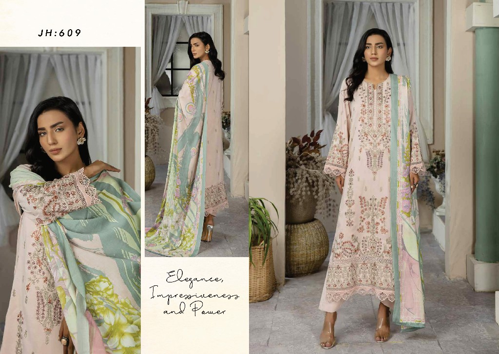 Johra Mira Embroidered Peach Leather With Printed Wool Shawl Pakistani Suits