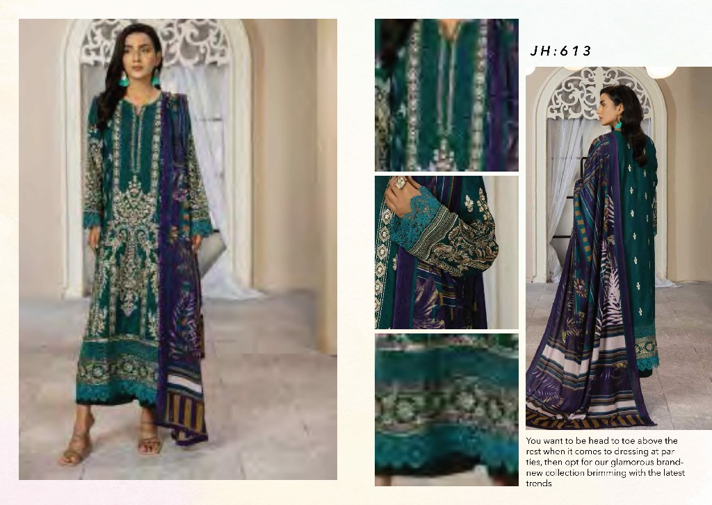 Johra Mira Embroidered Peach Leather With Printed Wool Shawl Pakistani Suits