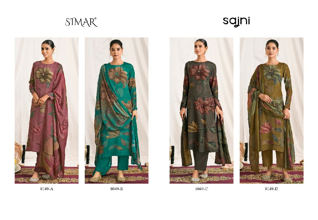 Glossy Simar Sajni Wholesale Natural Crepe With Handwork Suits