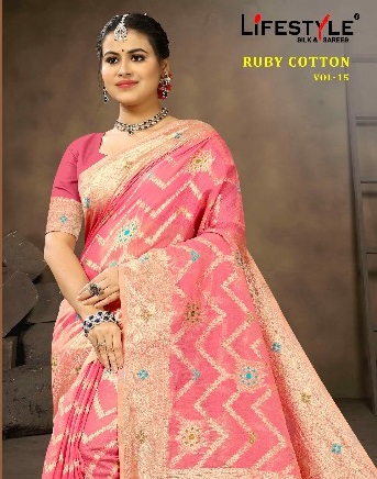 Lifestyle Ruby Cotton Vol-15 Wholesale Ethnic Sarees