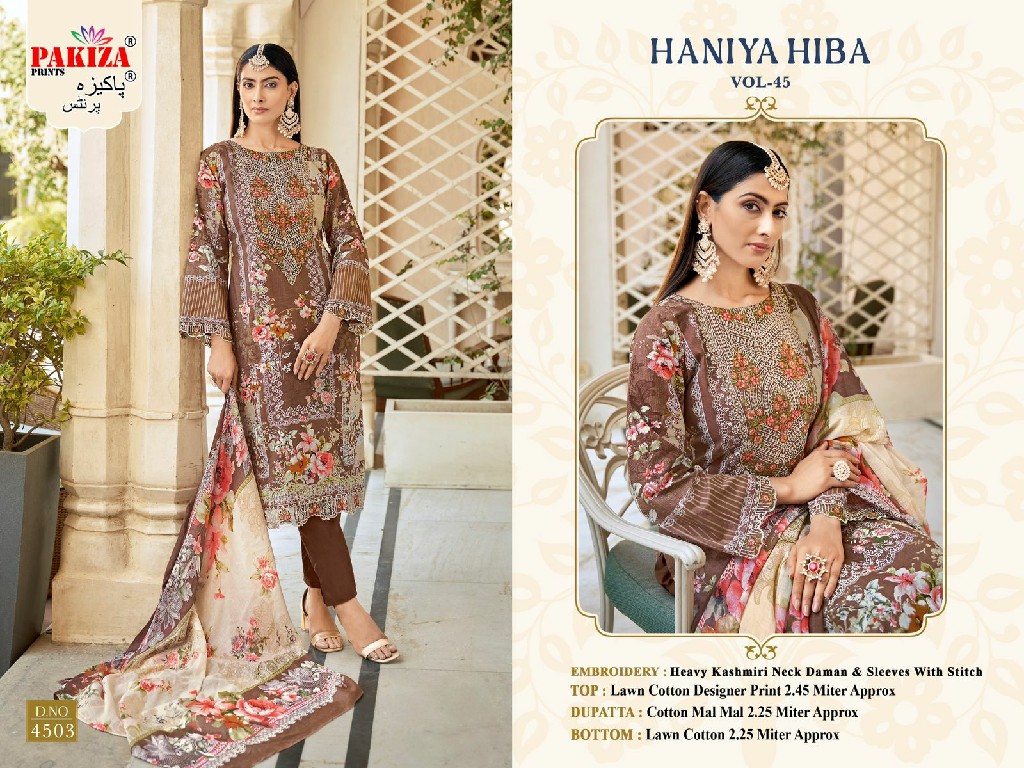 Pakiza Haniya Hiba Vol-45 Wholesale Kashmiri Neck Work Dress Material