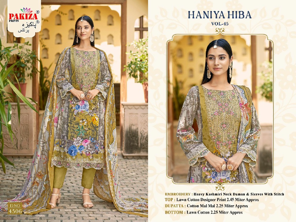 Pakiza Haniya Hiba Vol-45 Wholesale Kashmiri Neck Work Dress Material