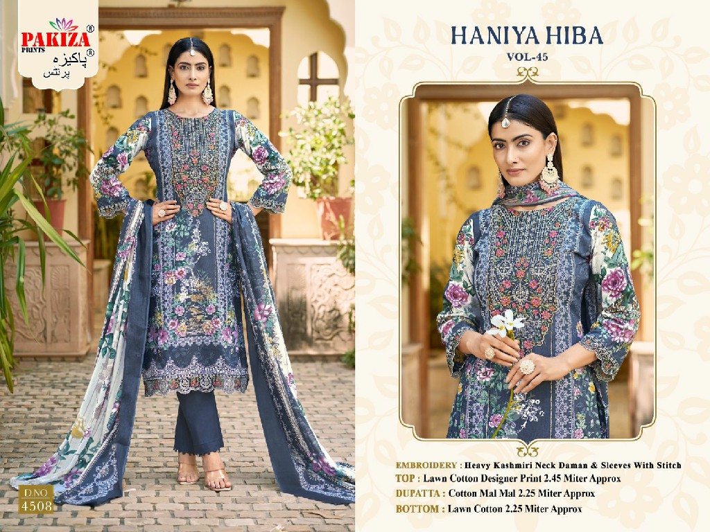 Pakiza Haniya Hiba Vol-45 Wholesale Kashmiri Neck Work Dress Material