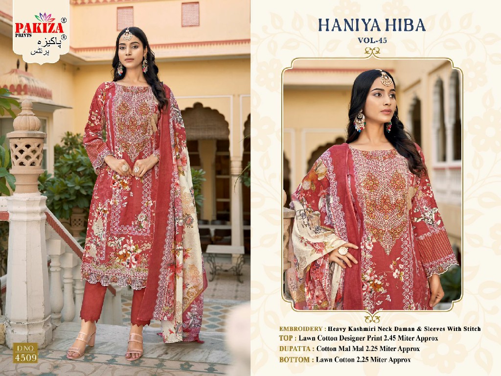 Pakiza Haniya Hiba Vol-45 Wholesale Kashmiri Neck Work Dress Material