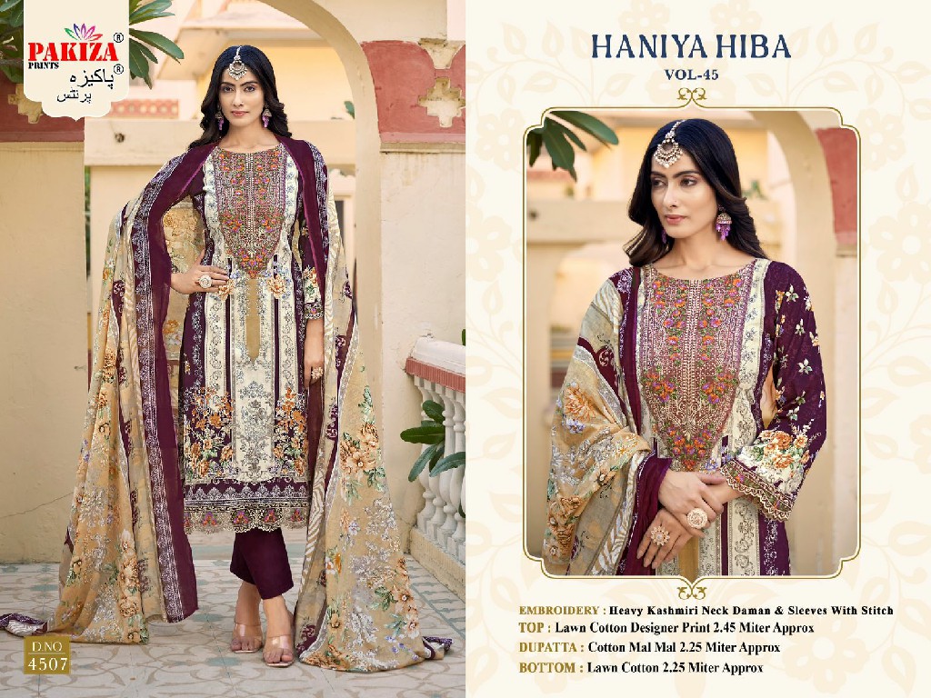 Pakiza Haniya Hiba Vol-45 Wholesale Kashmiri Neck Work Dress Material