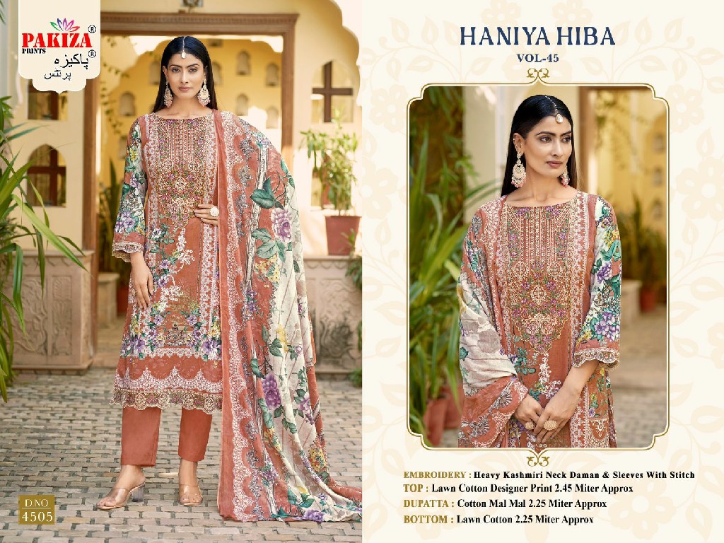 Pakiza Haniya Hiba Vol-45 Wholesale Kashmiri Neck Work Dress Material