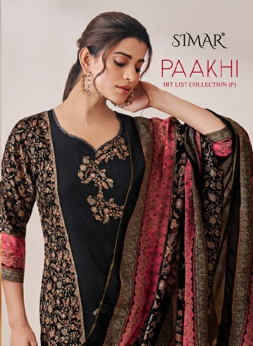 Glossy Simar Paakhi Wholesale Viscose Pashmina With Embroidery Winter Suits