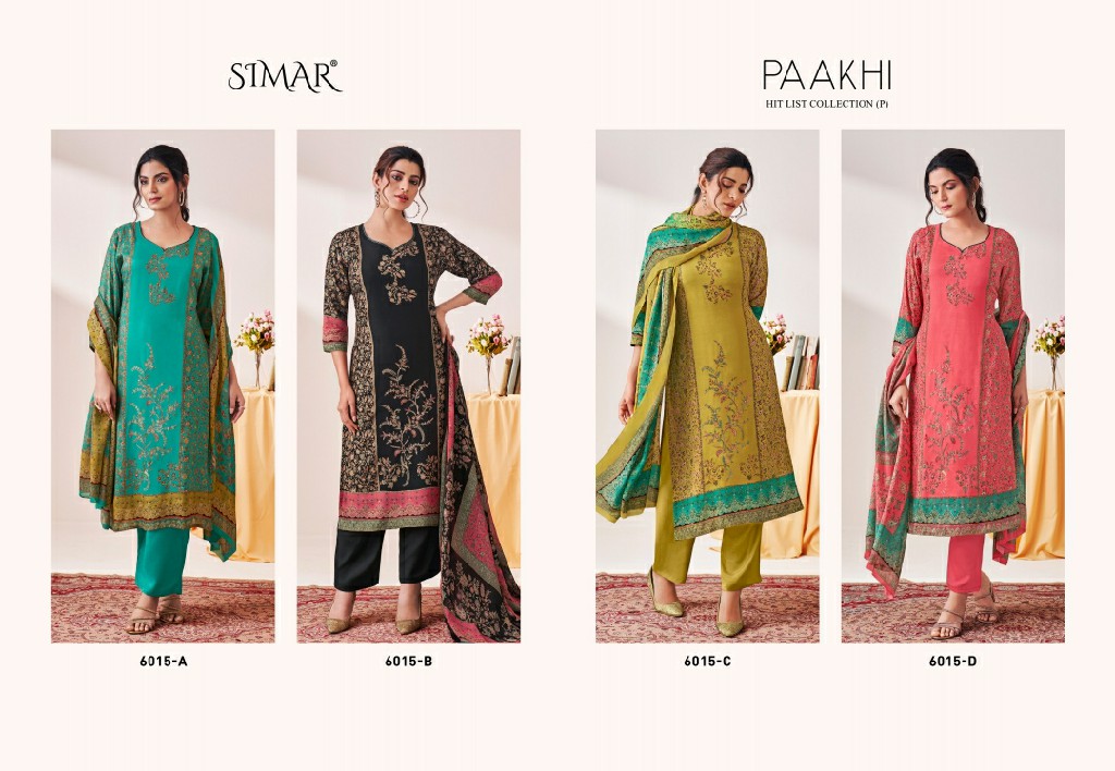 Glossy Simar Paakhi Wholesale Viscose Pashmina With Embroidery Winter Suits