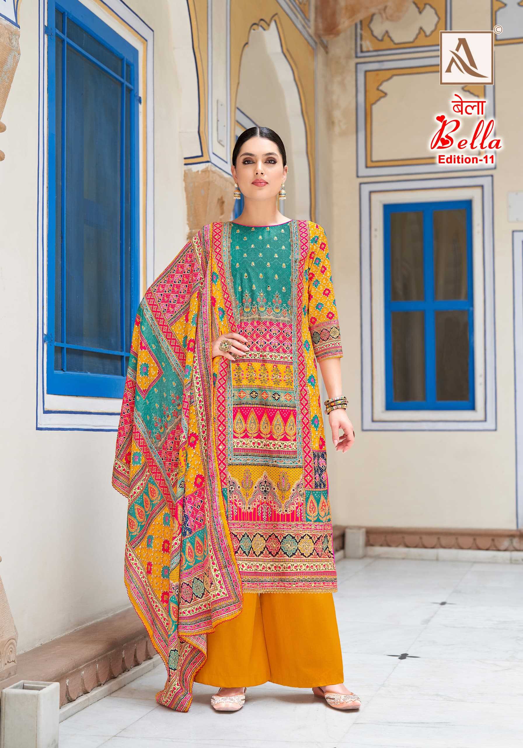 bella vol 11 by alok muslin print regular wear pakistani ladies suit