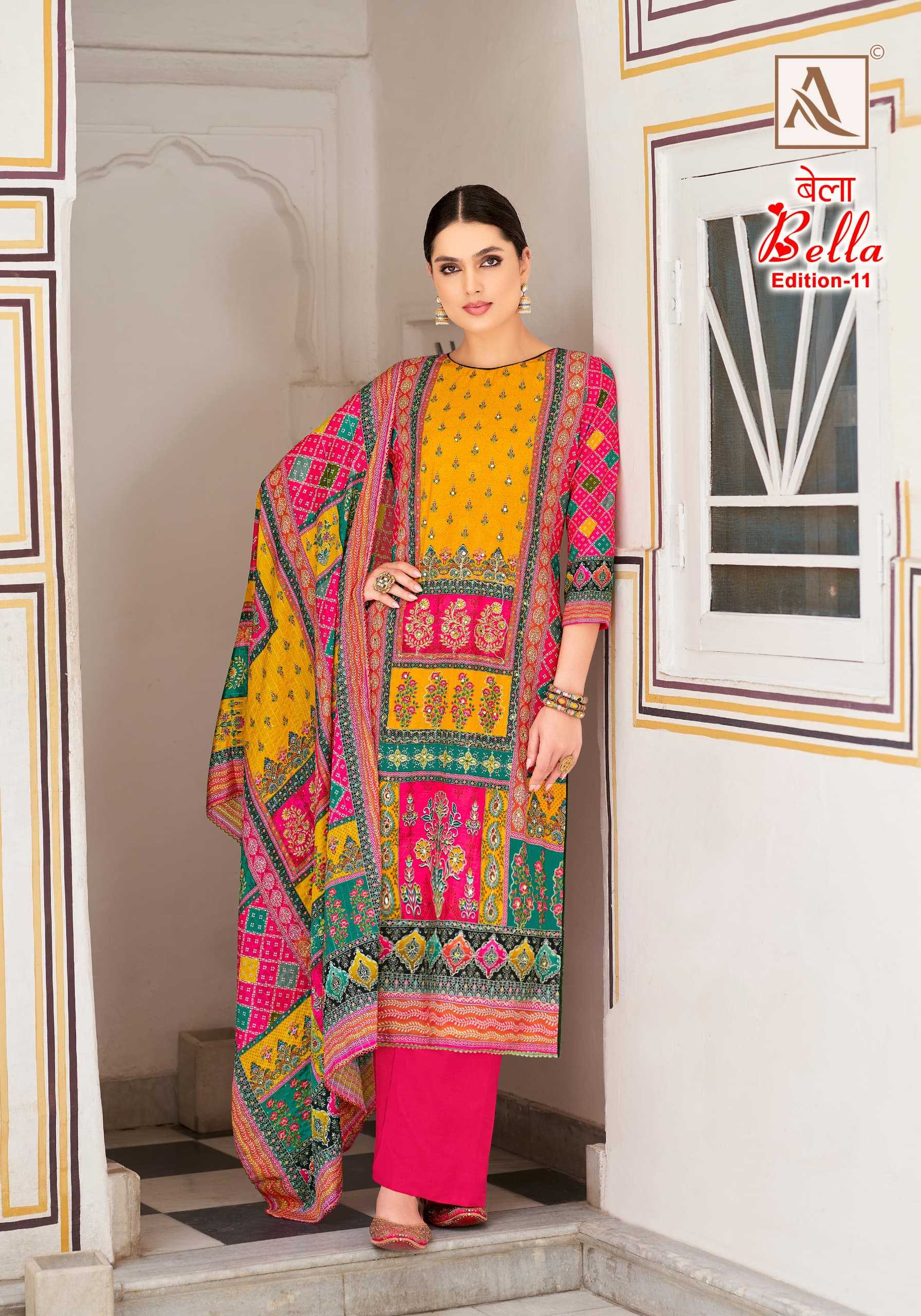 bella vol 11 by alok muslin print regular wear pakistani ladies suit