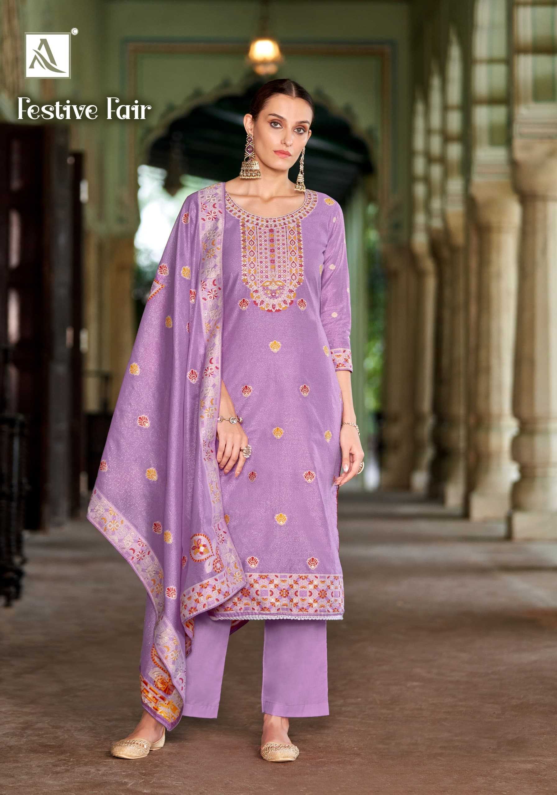 festive fair by alok jacquard weaving pattern pakistani 3pcs dress