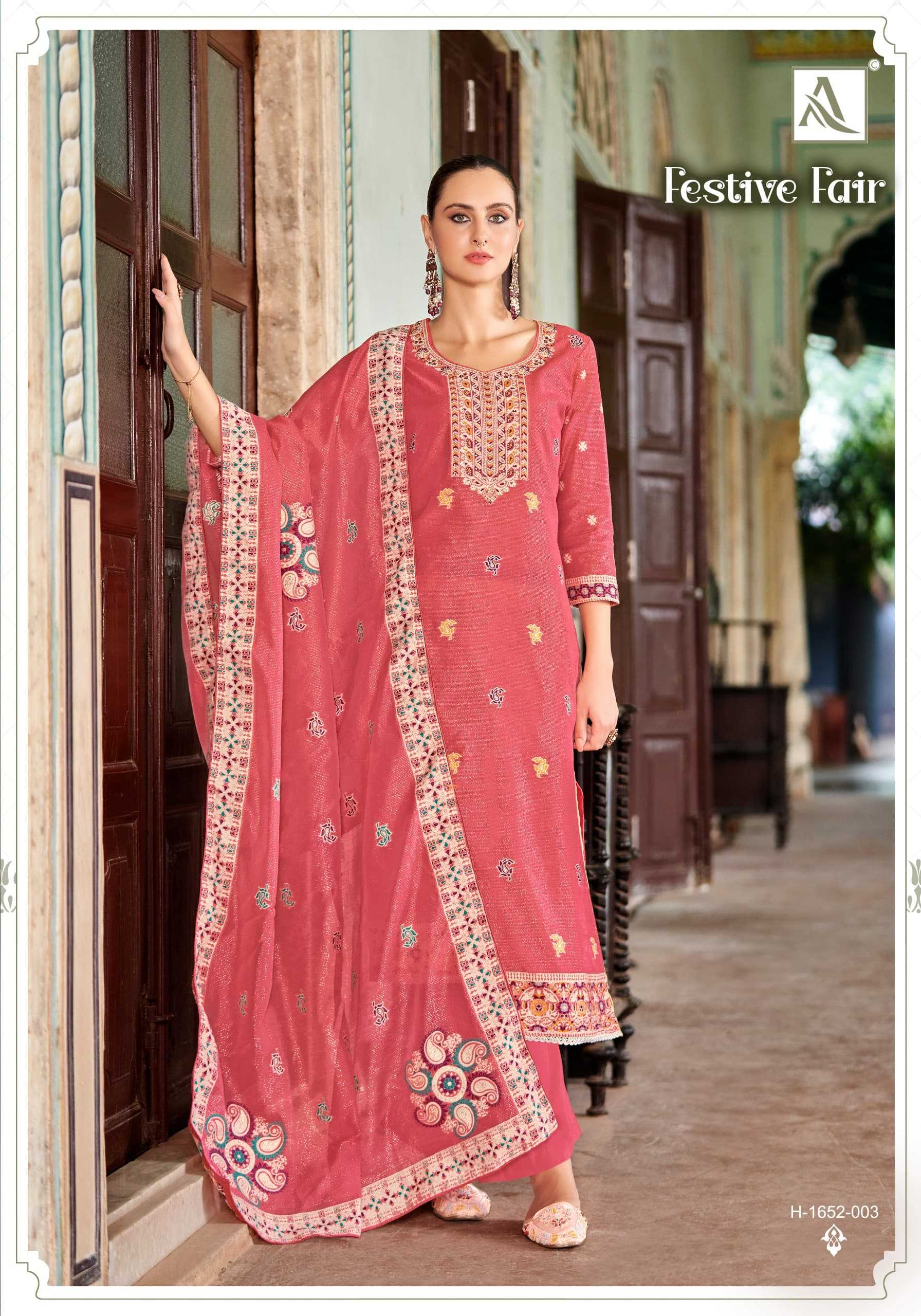 festive fair by alok jacquard weaving pattern pakistani 3pcs dress