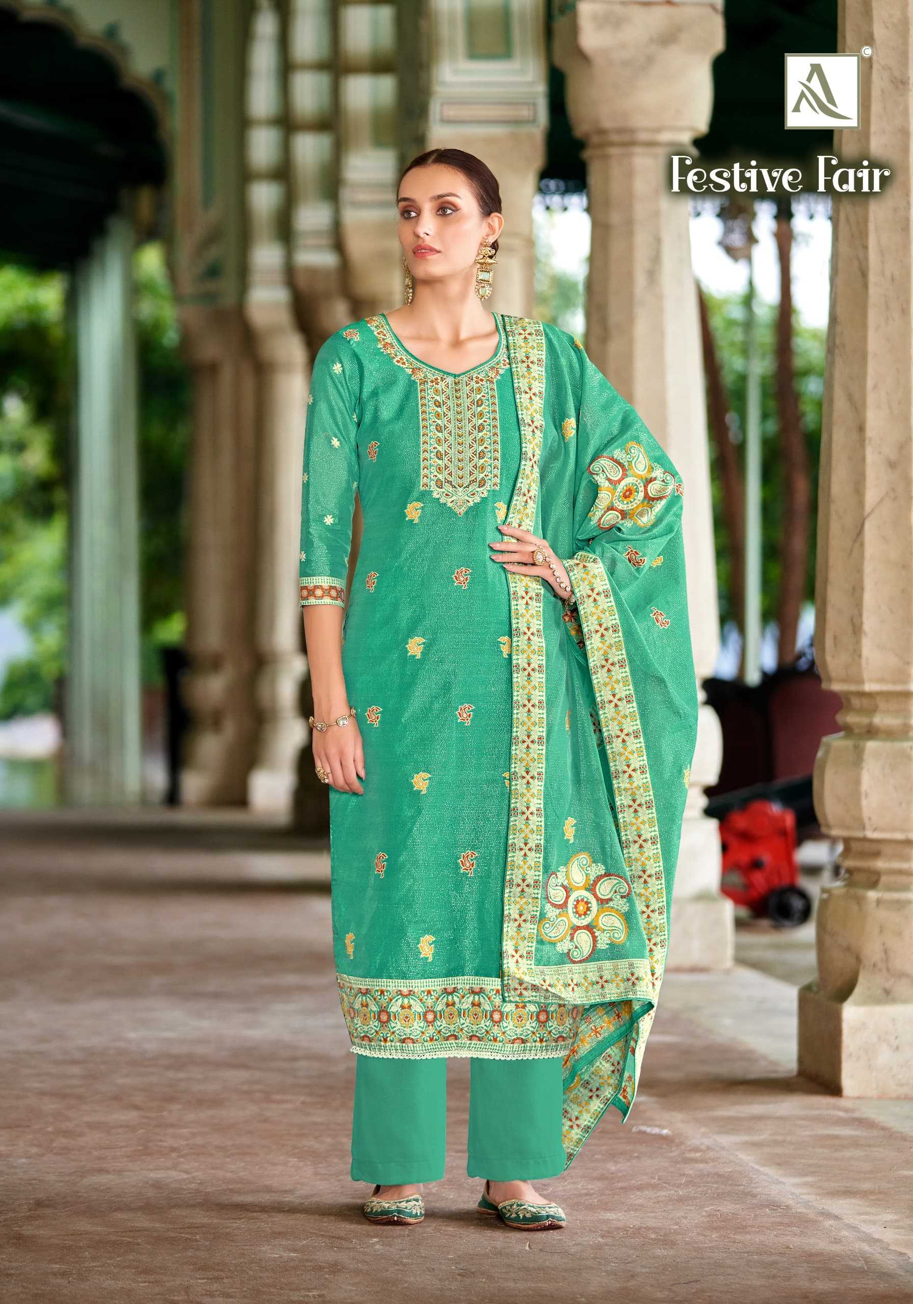 festive fair by alok jacquard weaving pattern pakistani 3pcs dress