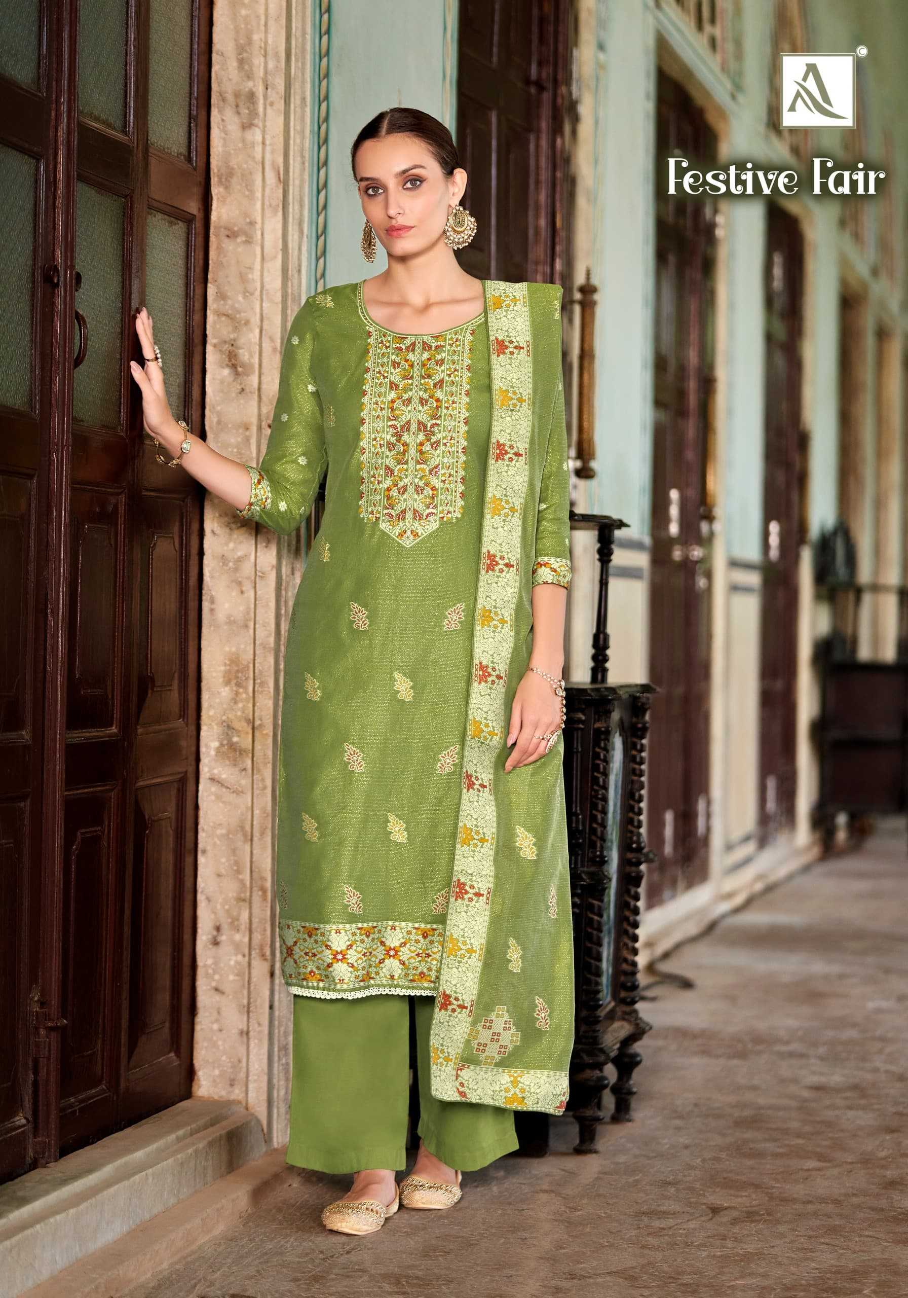 festive fair by alok jacquard weaving pattern pakistani 3pcs dress