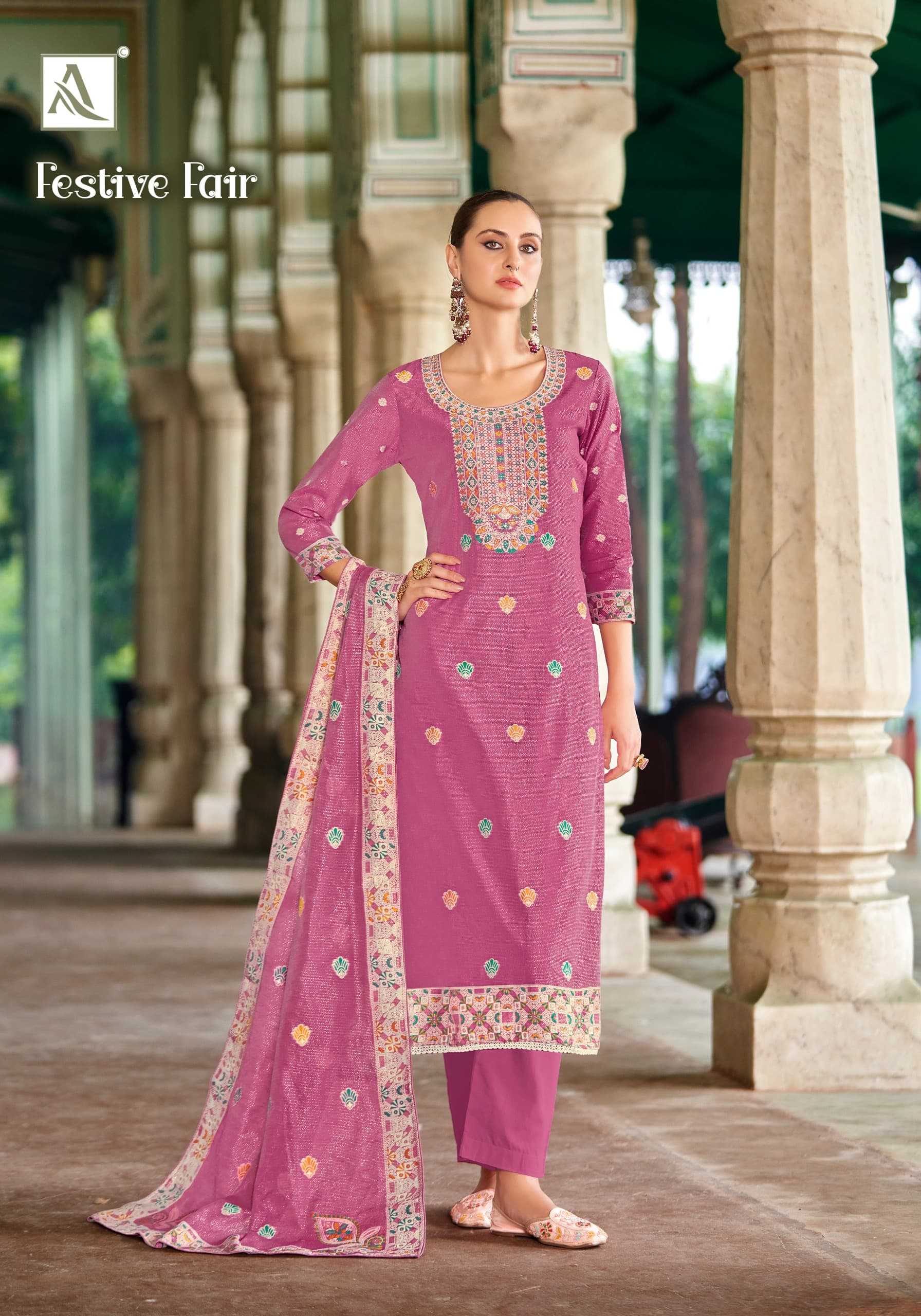 festive fair by alok jacquard weaving pattern pakistani 3pcs dress