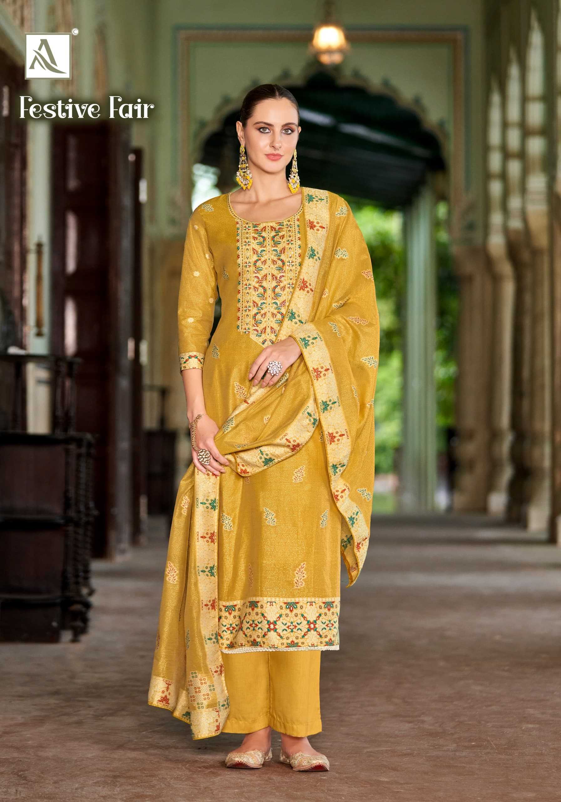 festive fair by alok jacquard weaving pattern pakistani 3pcs dress