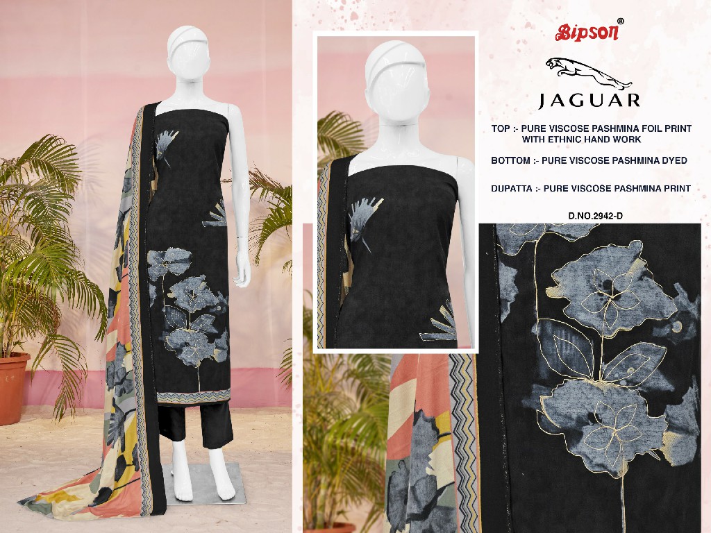 Bipson Jaguar 2942 Wholesale Pure Viscose Pashmina Winter Dress Material