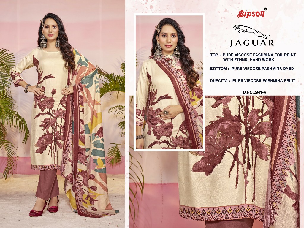 Bipson Jaguar 2941 Wholesale Pure Viscose Pashmina Winter Dress Material