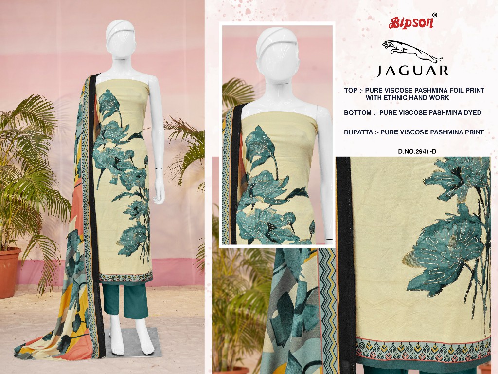 Bipson Jaguar 2941 Wholesale Pure Viscose Pashmina Winter Dress Material