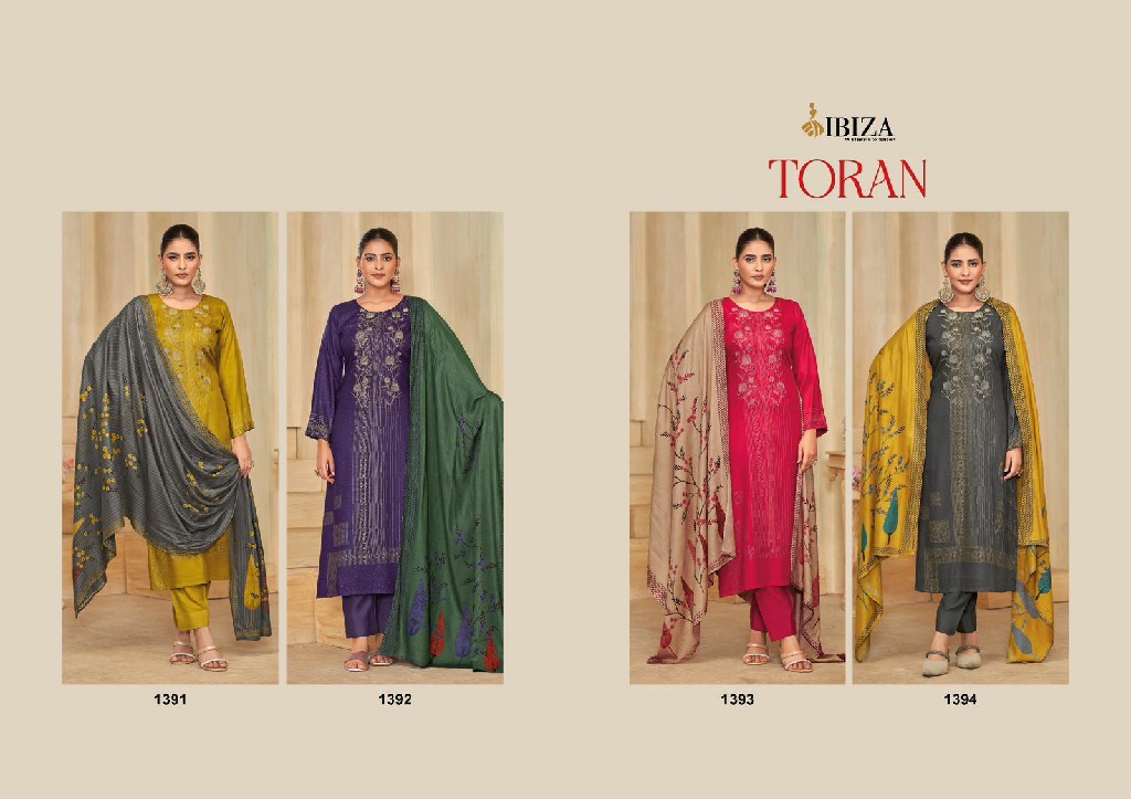 Ibiza Toran Wholesale Viscose Pashmina With Embroidery Work Winter Suits