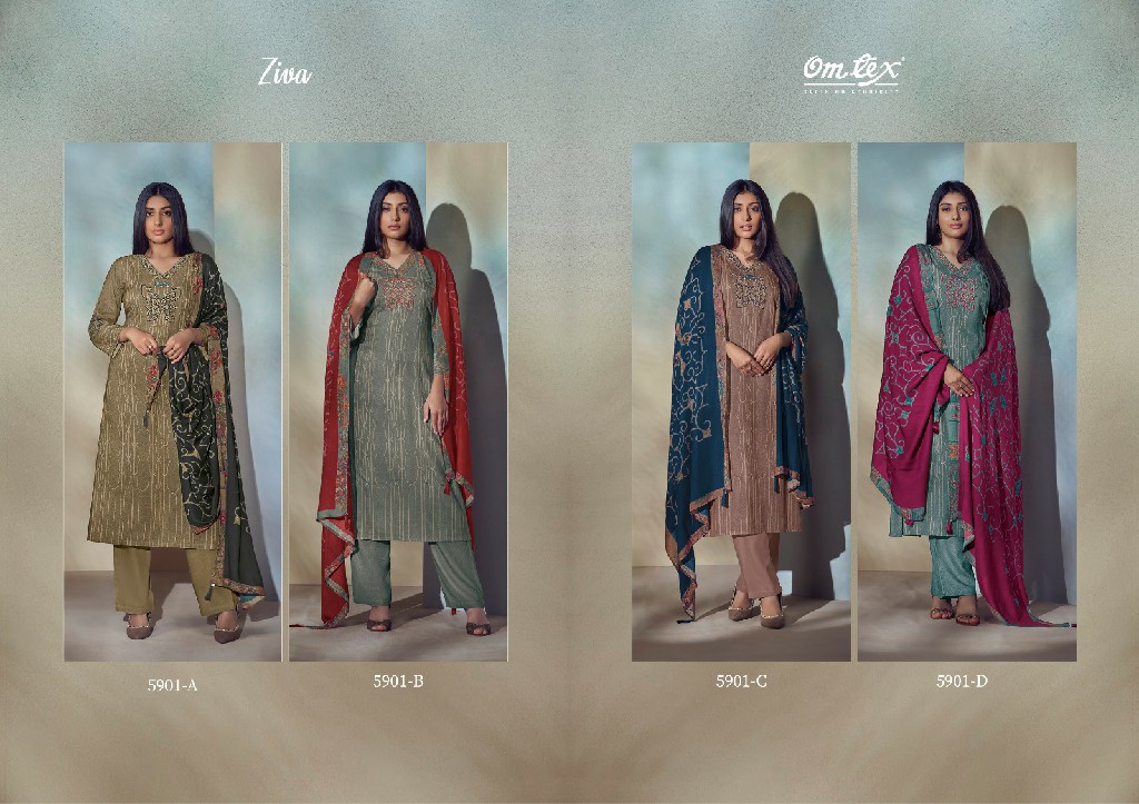 Omtex Ziva Wholesale Pure Pashmina With Handwork Winter Suits