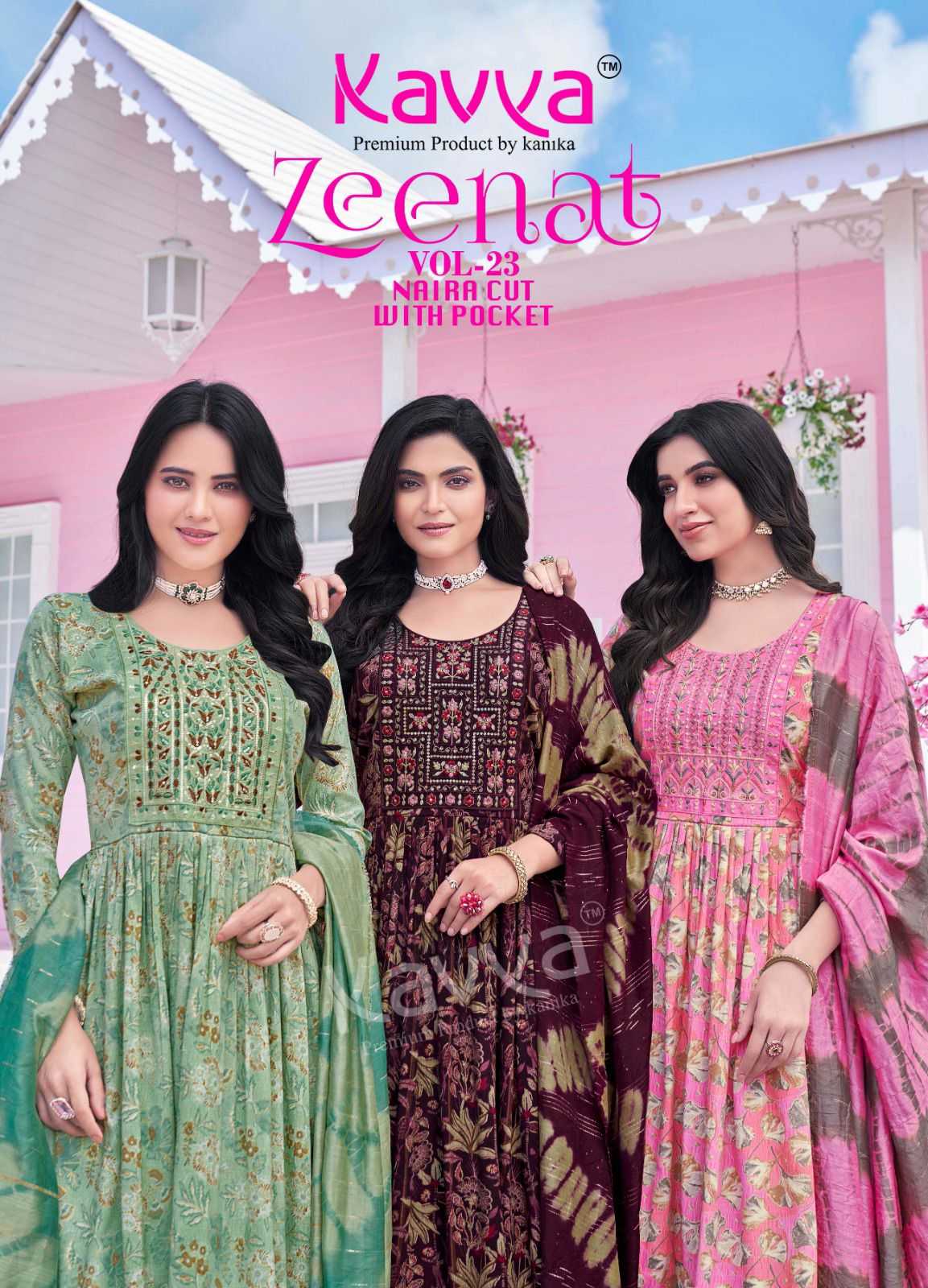 KAVYA PRESENTS ZEENAT VOL 23 CLASSY NAYRA CUT CAPSULE FOIL PRINT FULL STITCH BIG SIZE SALWAR SUIT