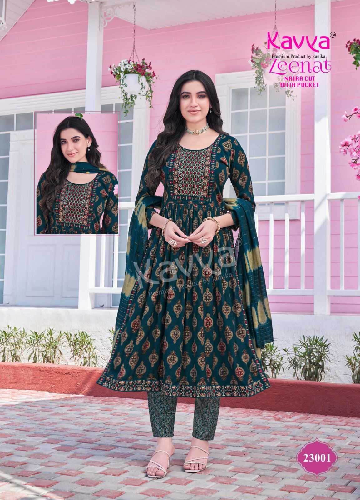 KAVYA PRESENTS ZEENAT VOL 23 CLASSY NAYRA CUT CAPSULE FOIL PRINT FULL STITCH BIG SIZE SALWAR SUIT