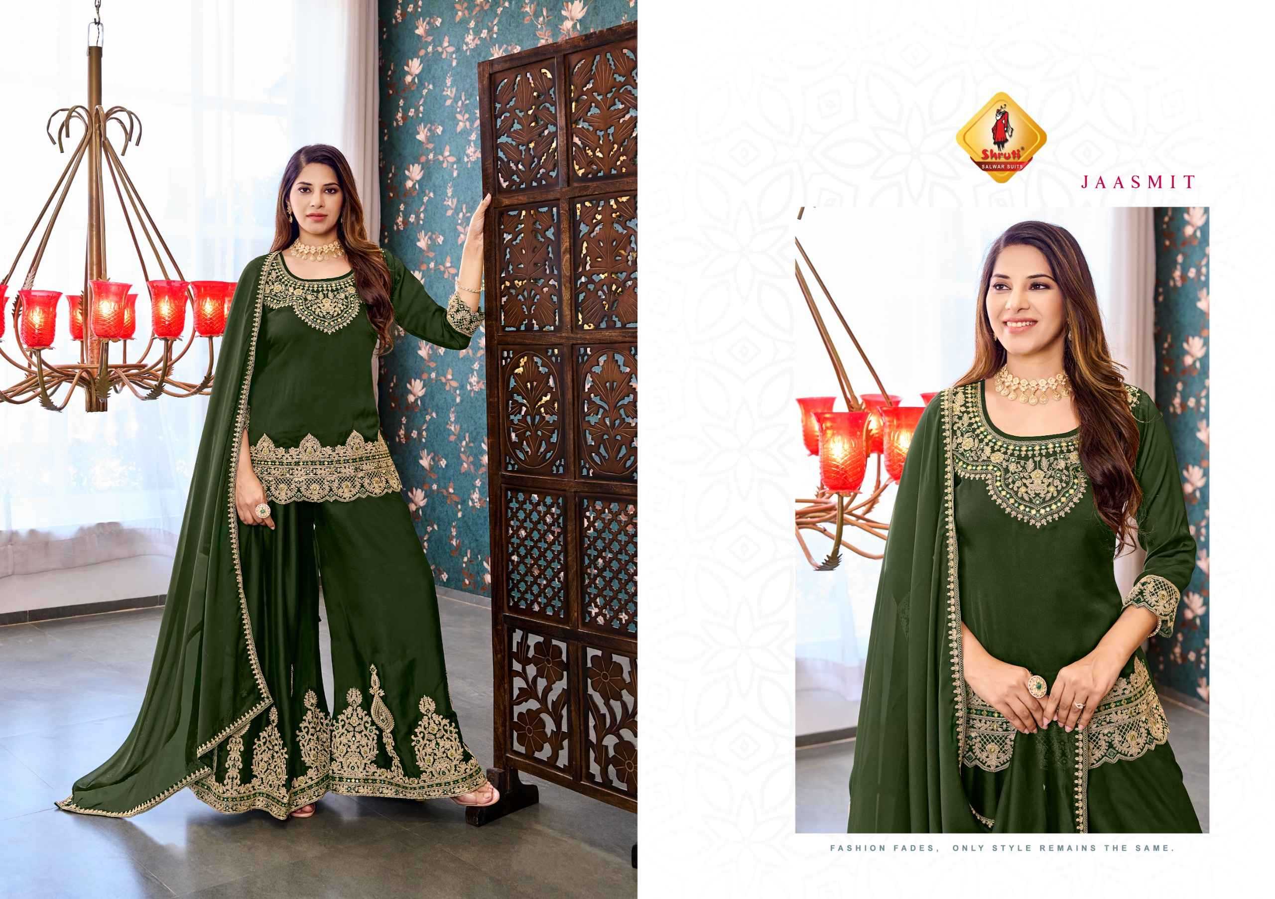 shruti suits bahara viscose rangoli readymade plazzo style 3pcs dress