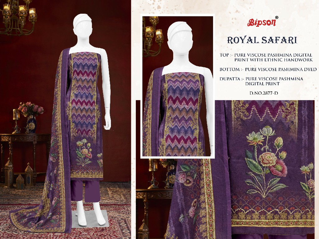 Bipson Royal Safari 2877 Wholesale Viscose Pashmina With Work Winter Suits