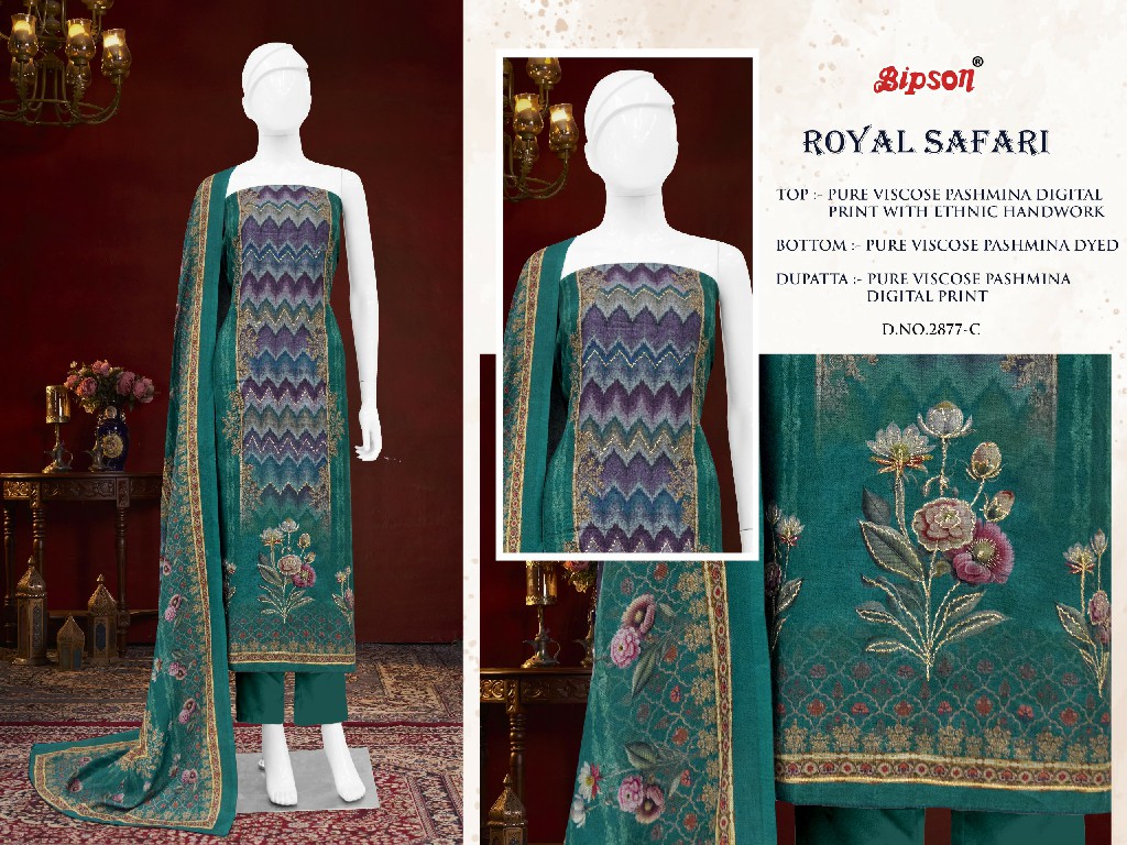 Bipson Royal Safari 2877 Wholesale Viscose Pashmina With Work Winter Suits