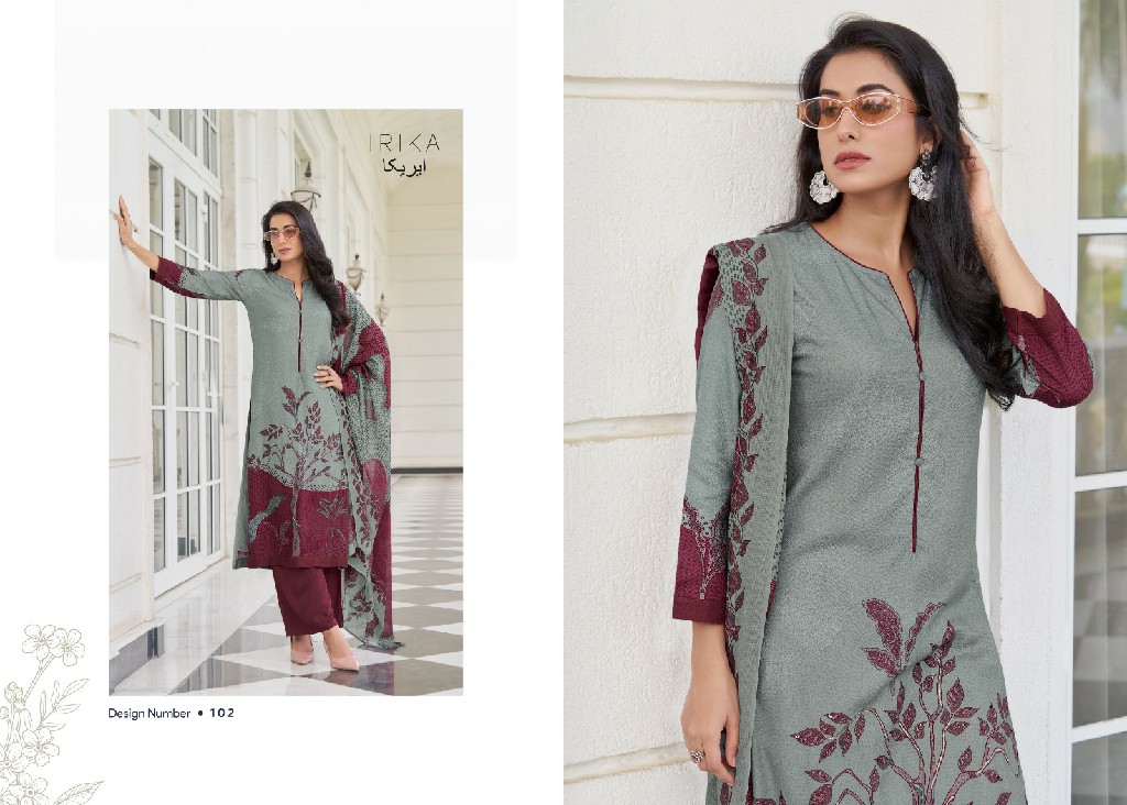 Irika Olive Wholesale Digital Printed Pashmina With Handwork Winter Suits