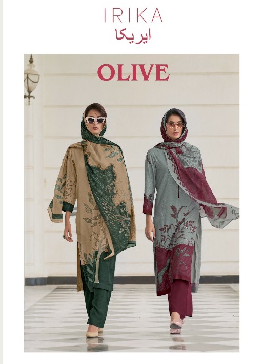 Irika Olive Wholesale Digital Printed Pashmina With Handwork Winter Suits