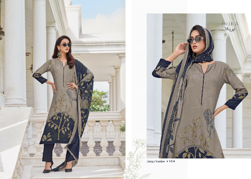 Irika Olive Wholesale Digital Printed Pashmina With Handwork Winter Suits